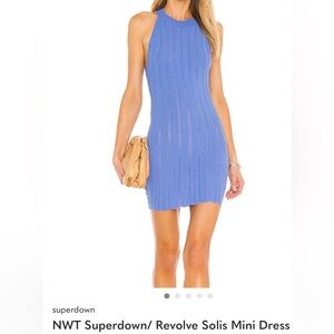 Superdown Blue Ribbed Mini Dress